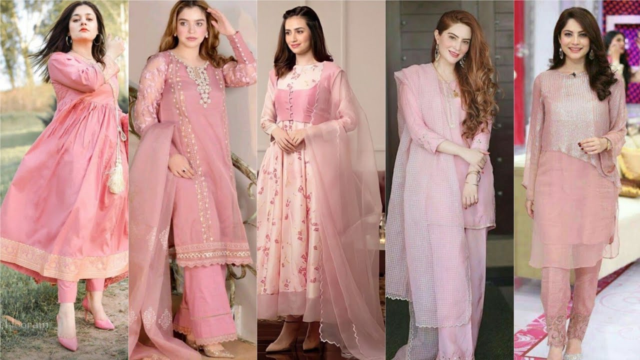Baby Pink Anarkali Suit Design/ Baby Pink Colour Anarkali Dress Design  Images/ Pink Anarkali Suit - YouTube